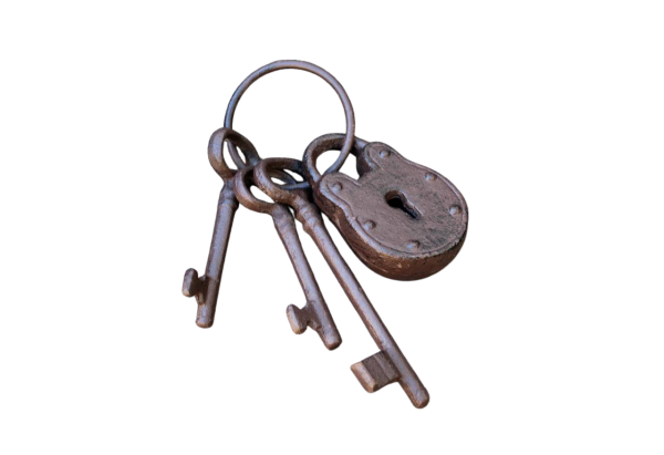 Schlüsselbund mit Schloss Gusseisen