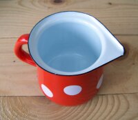 Emaille Milchkännchen rot/weiß m. Deckel