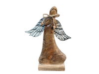 Engelfigur Holz auf Sockel