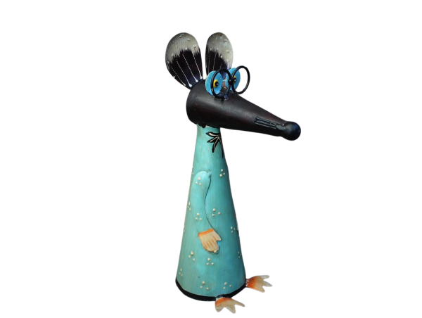 Zaunhocker Oma Maus blau/grau