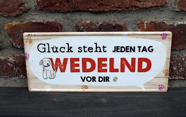 Shabby Blechschild Hund Glück