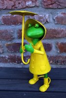 Gartenfigur Regen Frosch Schirm