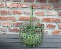 Henkelkorb Metall groß antikgrün