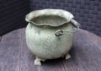 Pflanzschale Hexentopf Metall antikgrün