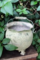 Pflanzschale Hexentopf Metall antikgrün