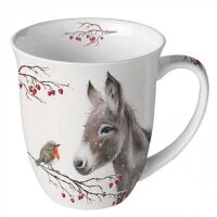 Tasse Esel und Rotkehlchen