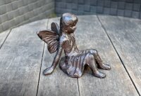 Gartenfigur Engel sitzend Gusseisen