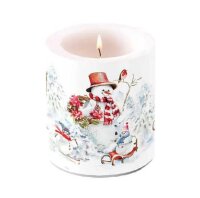 Kerze groß Schneemann Wintersport