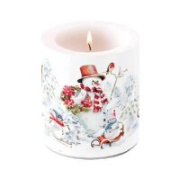 Kerze groß Schneemann Wintersport